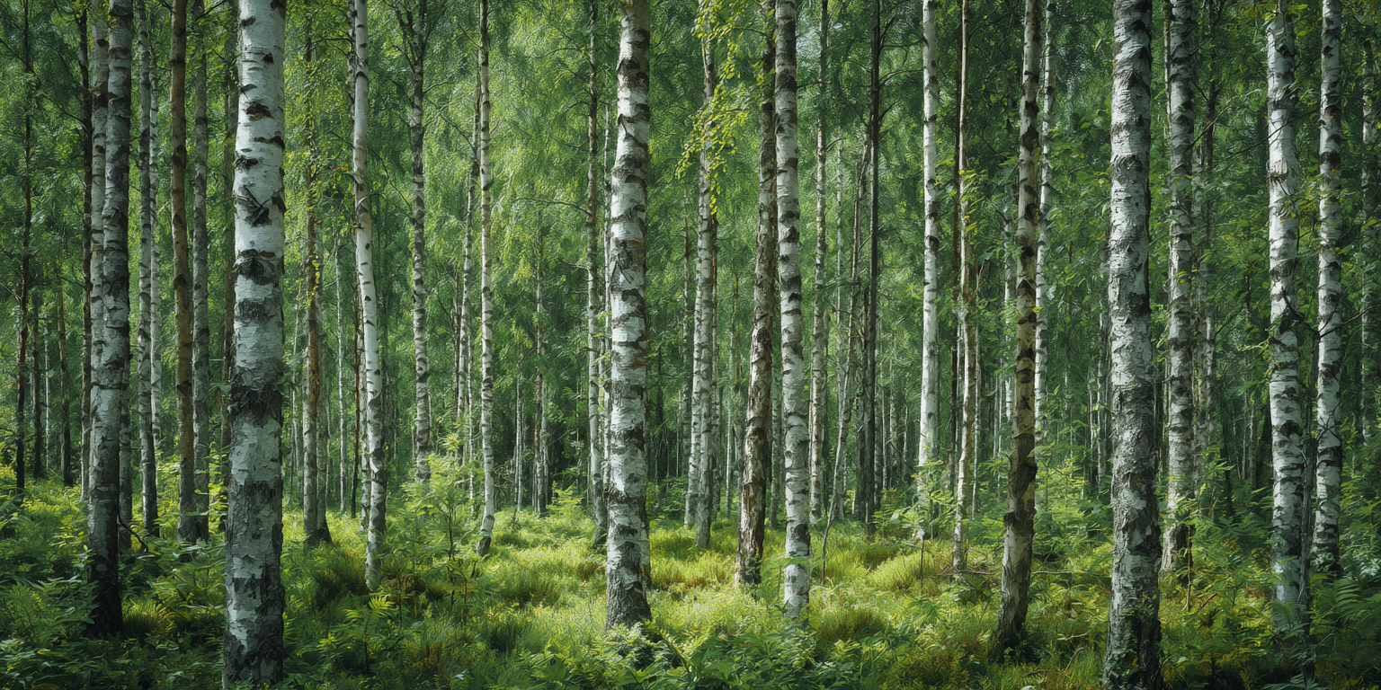 Foret de bouleaux en Laponie