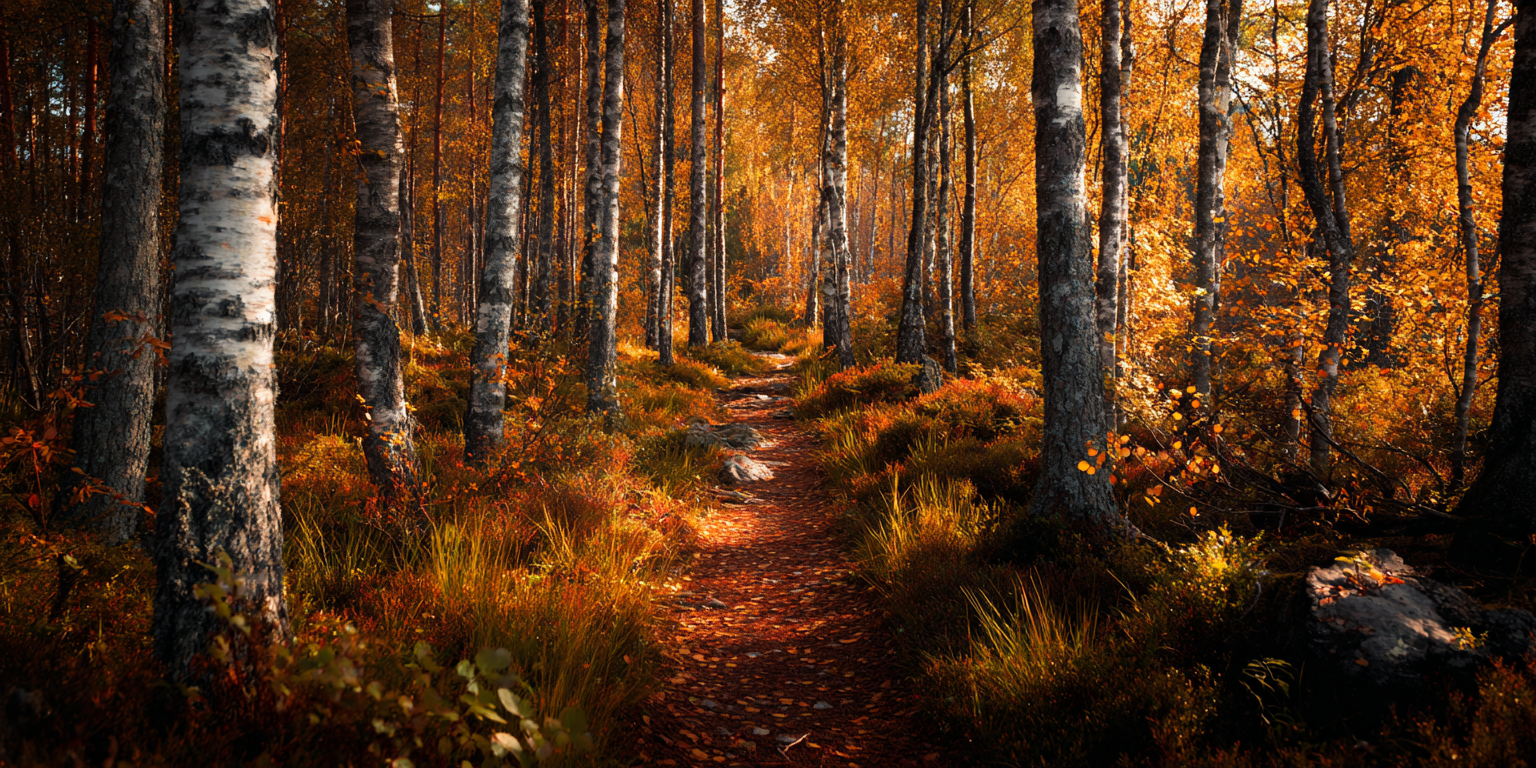 Sentier en foret automnale