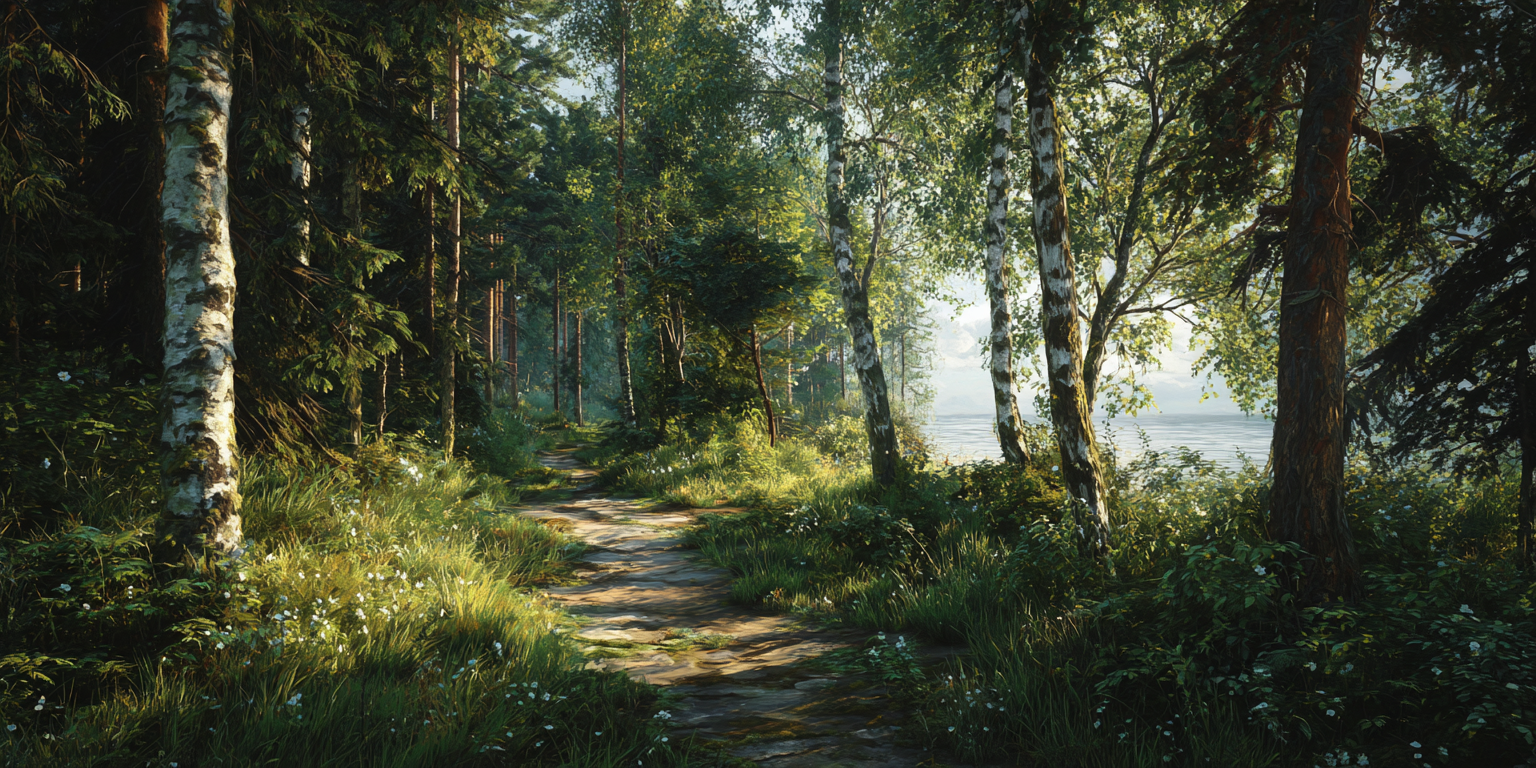 Foret ensoleillee de Laponie
