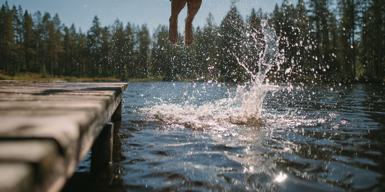 Plongeon dans le lac