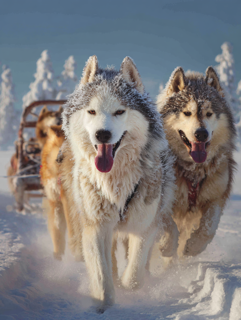Chiens de traîneau en action