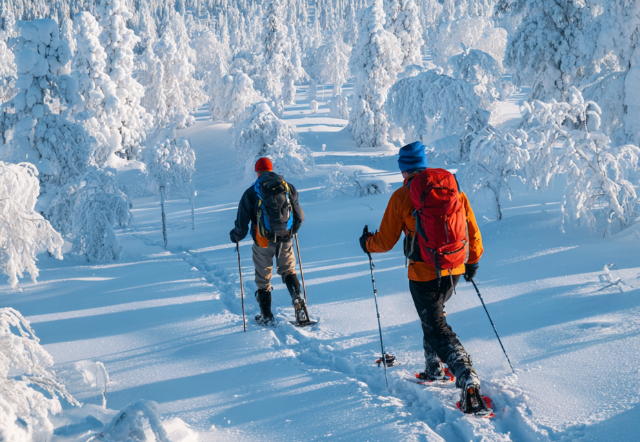 Traces de raquettes dans la neige fraîche