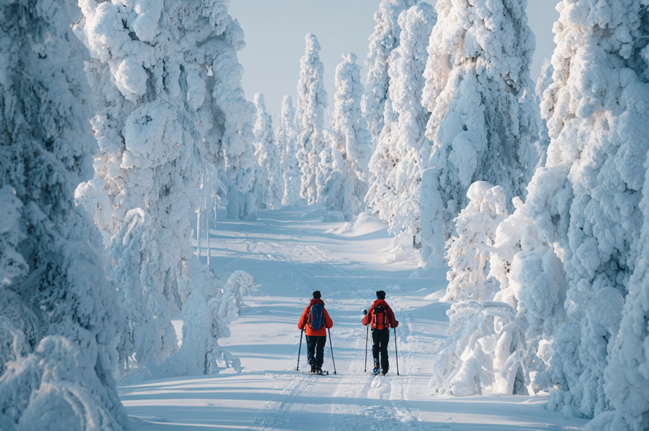 Forêt enneigée en raquettes